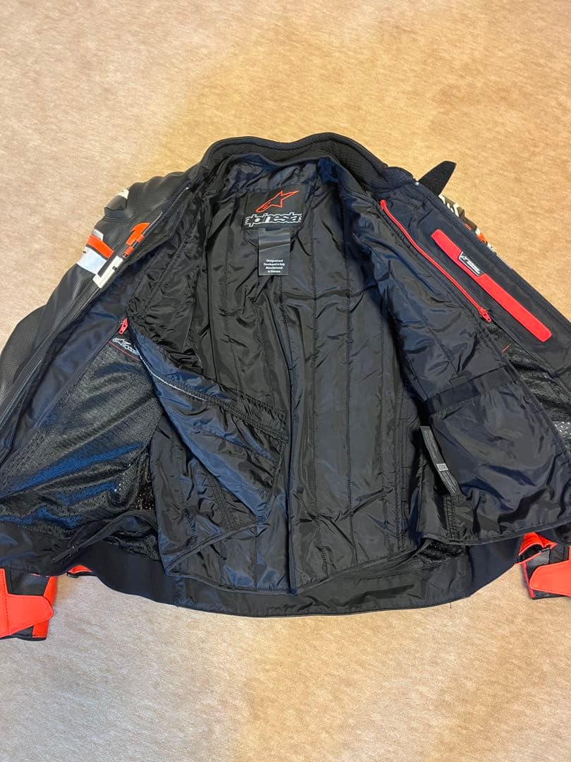 Alpinestars バイクレザージャケット 革　黒/オレンジ　Lサイズ