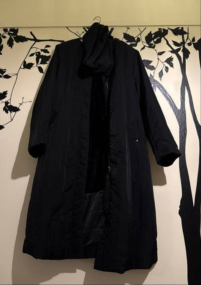 crewre 2wayノーカラーパファーコートスヌード付size3 ブラック