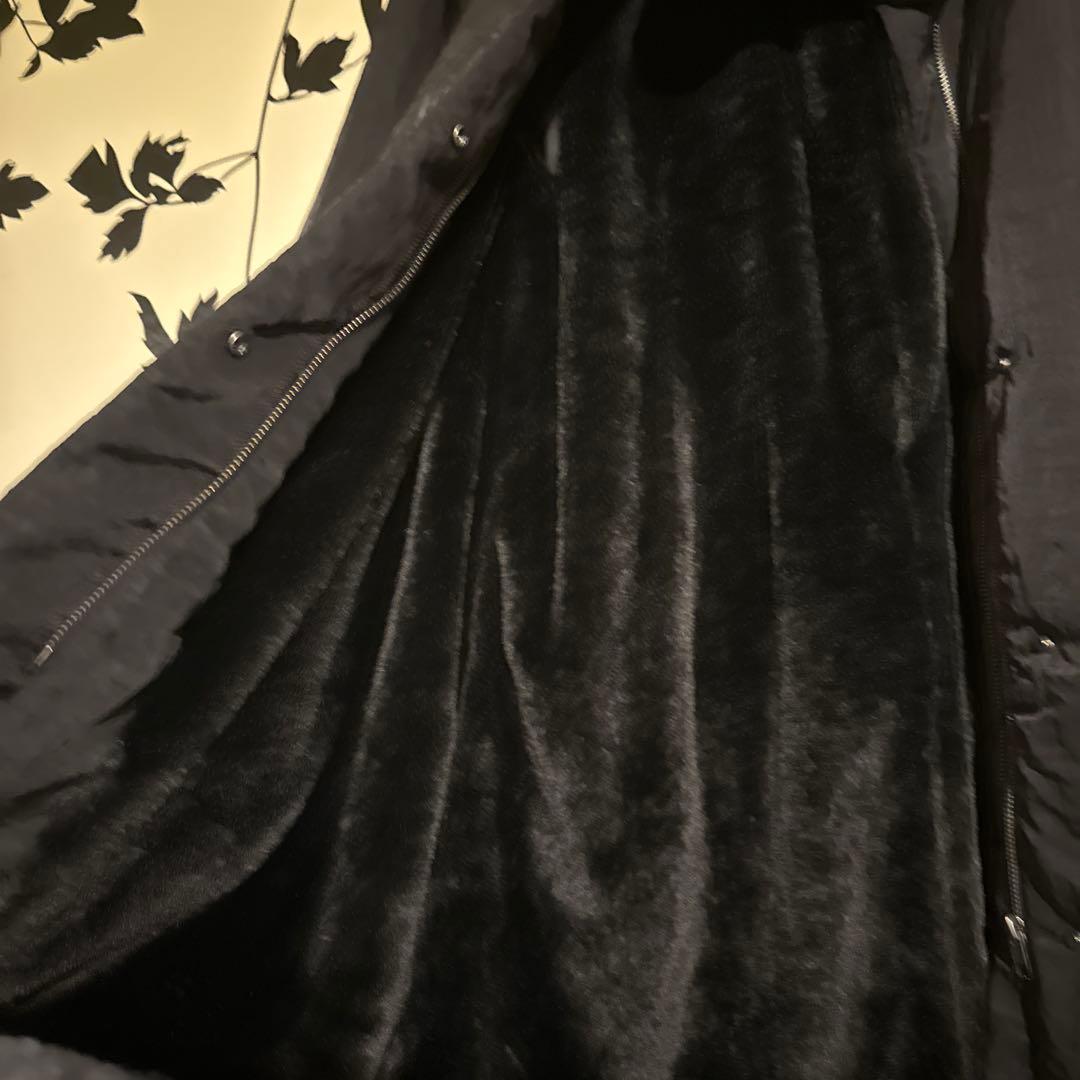 crewre 2wayノーカラーパファーコートスヌード付size3 ブラック