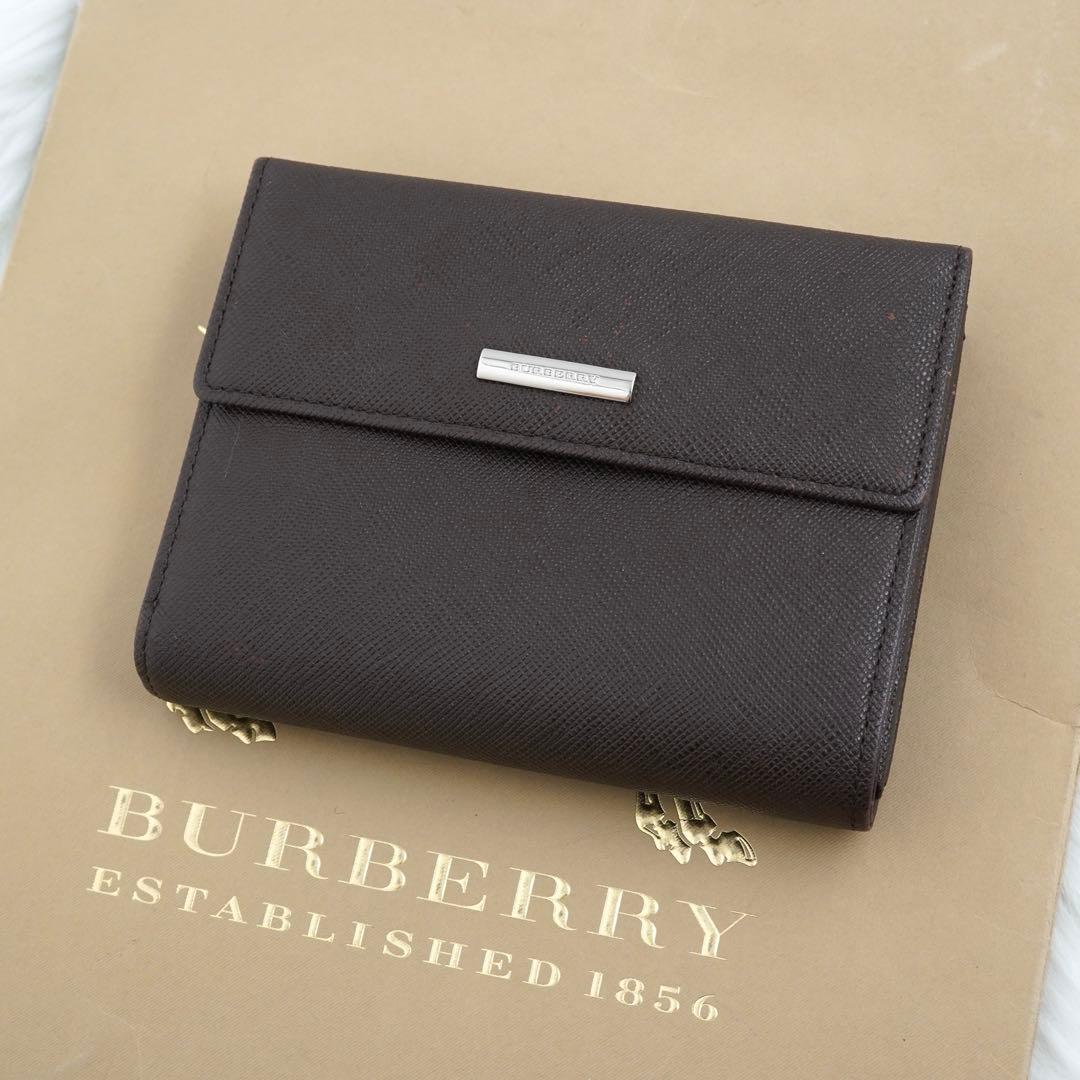 極美品　BURBERRY LONDON 三つ折り財布　ノバチェック　ブラウン