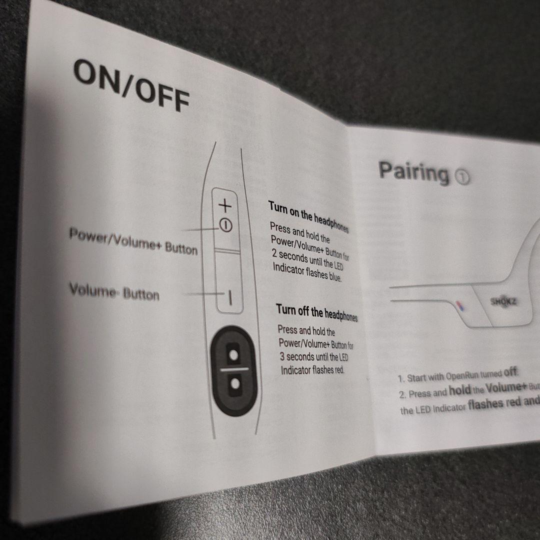 Shokz OPEN RUNスタンダードモデル箱無し付属品あり英語の説明書あり