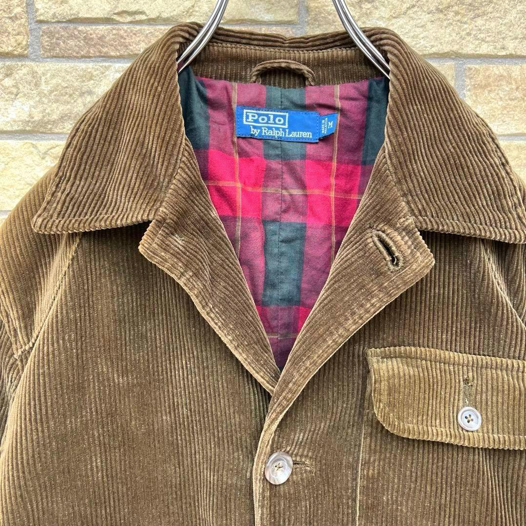 ポロバイラルフローレン チェック 太畝 コーデュロイ ハンティング ジャケット