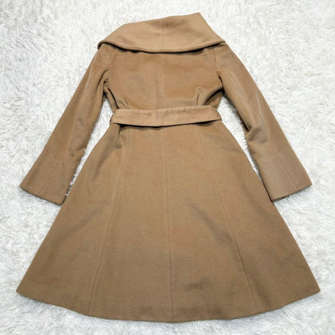 【美品】イネド カシミヤ100% ロングコート 女優襟 Aライン キャメル S
