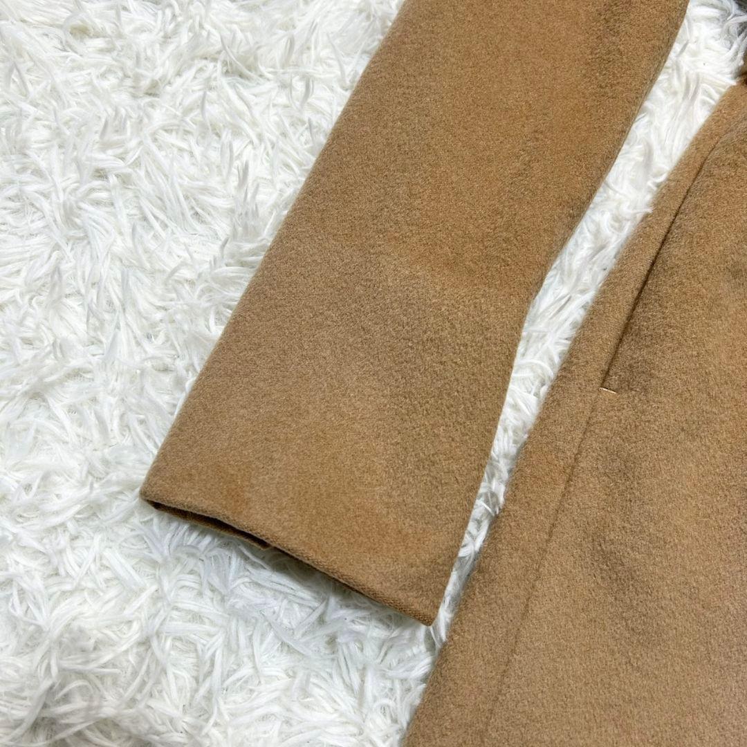 【美品】イネド カシミヤ100% ロングコート 女優襟 Aライン キャメル S