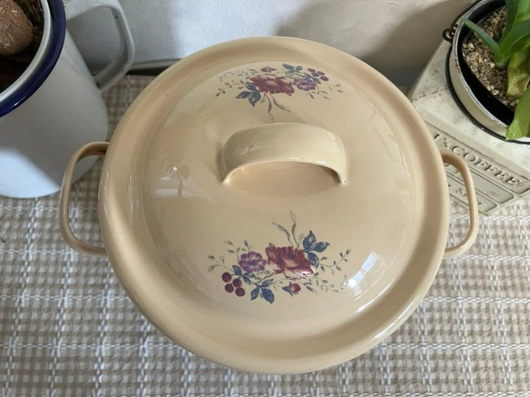 ⑤ imane イマン　日本製 ホーローストッカー キャニスター ローズ　薔薇