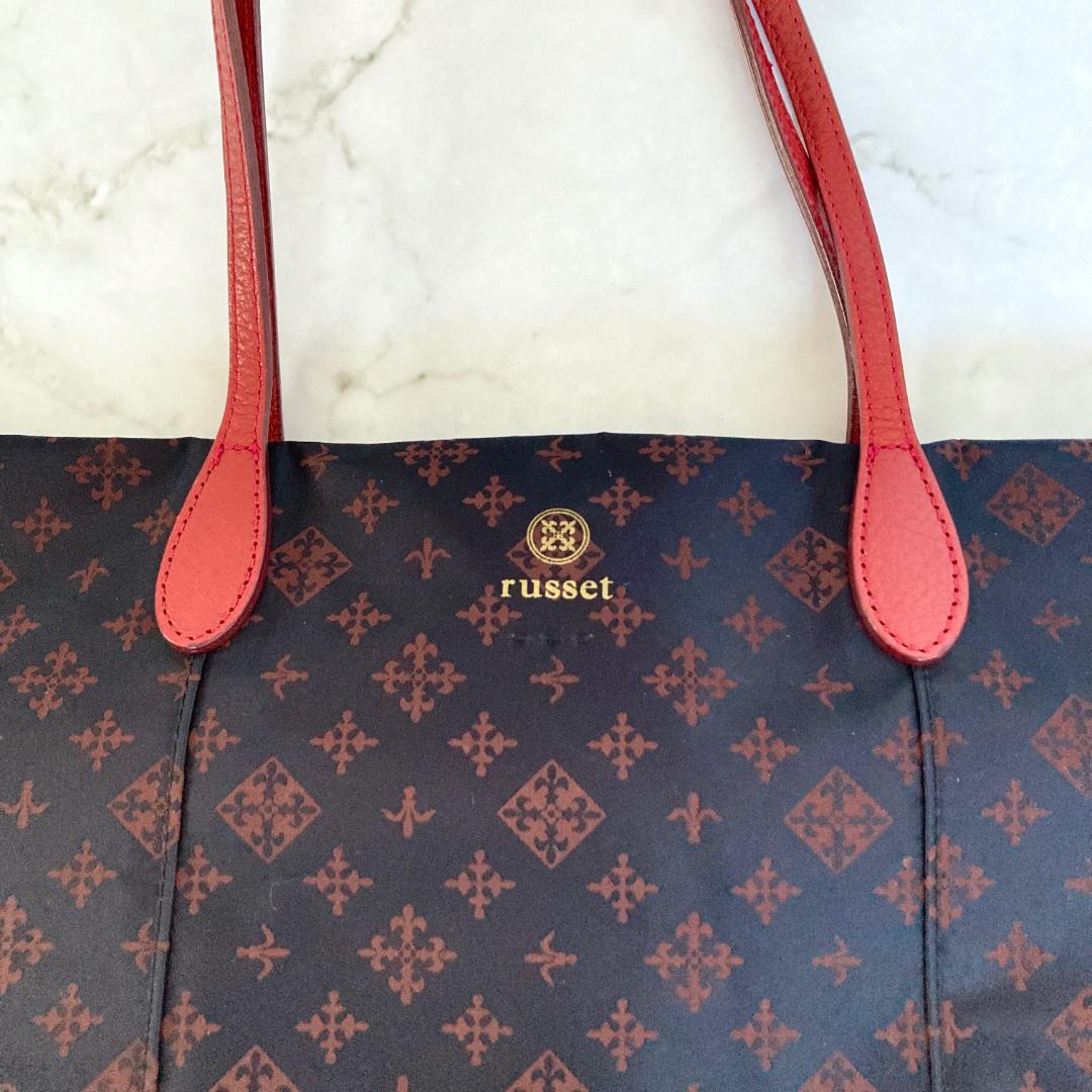 【極美品】russet ラシット モノグラム トートバッグ ブラックブラウン