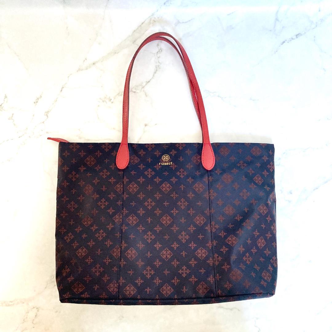 【極美品】russet ラシット モノグラム トートバッグ ブラックブラウン
