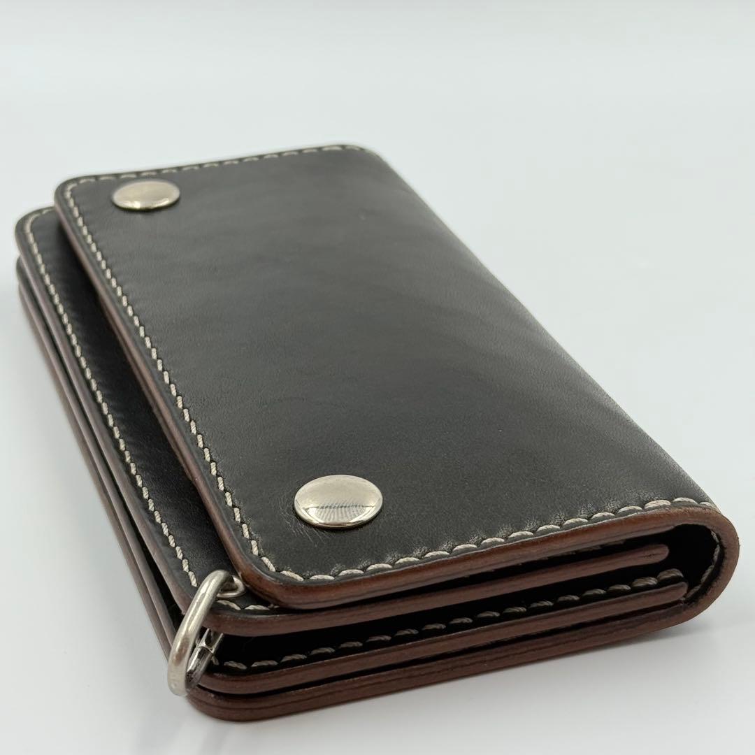 トラッカーウォレット(ブラック) サドルレザー　タロンジッパー　真鍮ニッケル