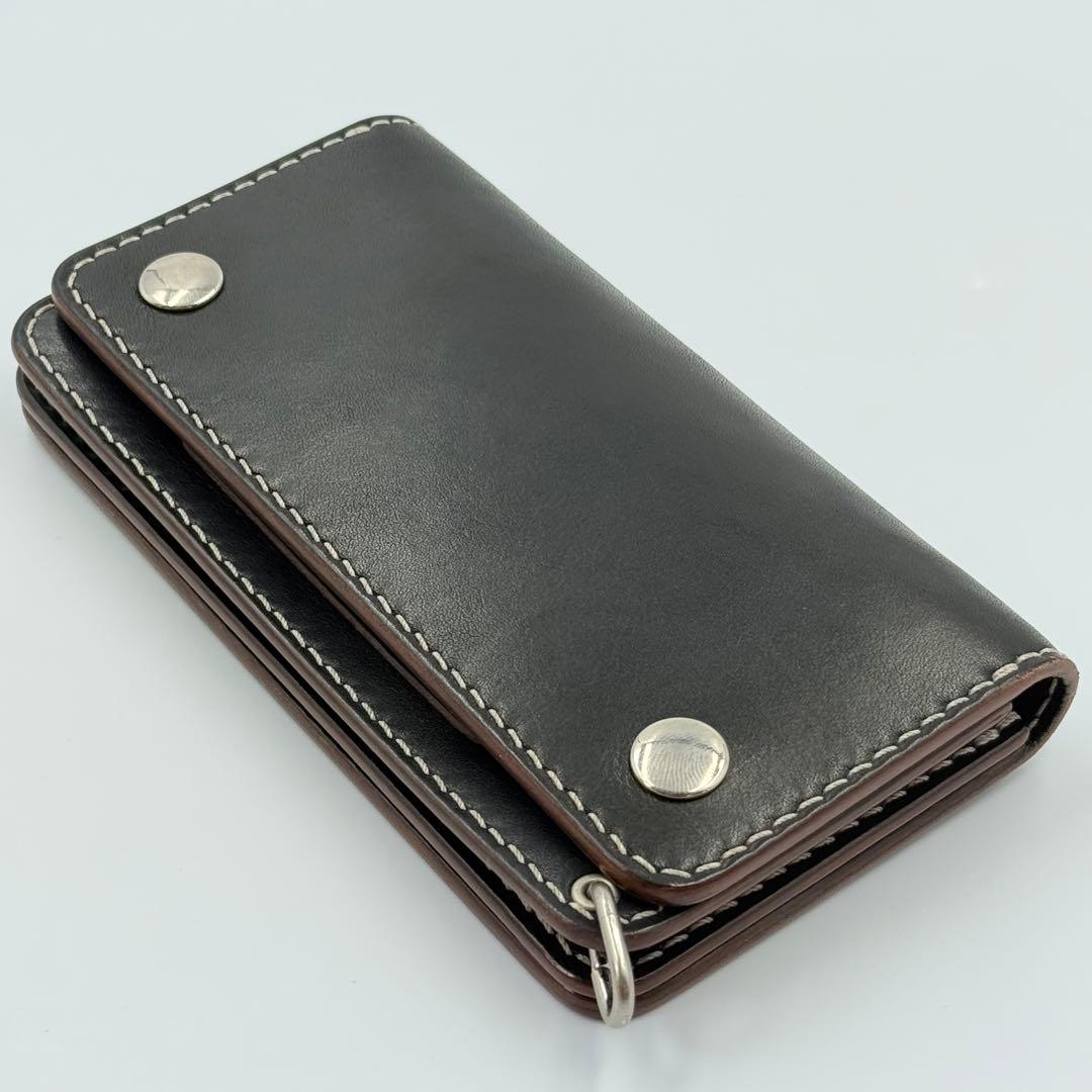 トラッカーウォレット(ブラック) サドルレザー　タロンジッパー　真鍮ニッケル