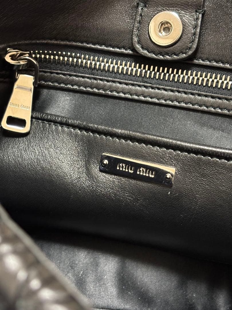 正規品 miumiu ミュウミュウ ナッパクリスタル マテラッセ レザーバッグ