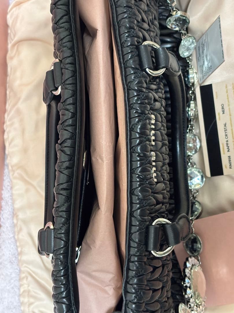 正規品 miumiu ミュウミュウ ナッパクリスタル マテラッセ レザーバッグ