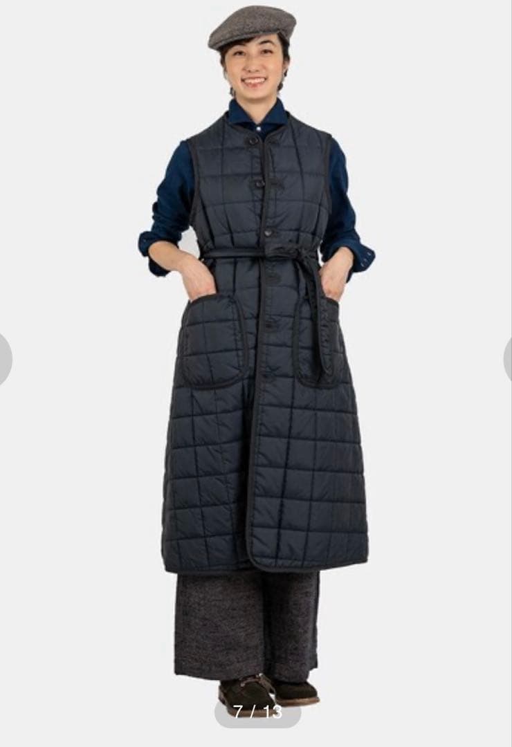 【45R】ナイロンのキルティングロングベスト