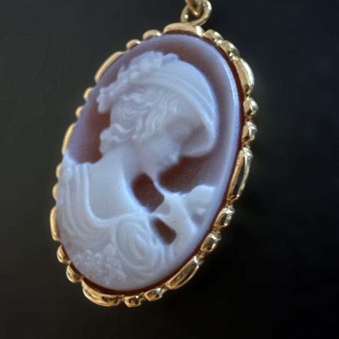 【新品未使用】K18 シェルカメオ ペンダントトップ