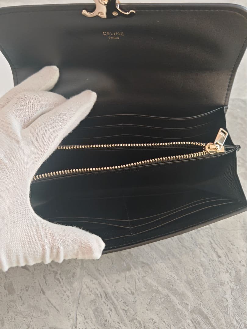CELINE トリオンフ フラップ ロングウォレット長財布　美品