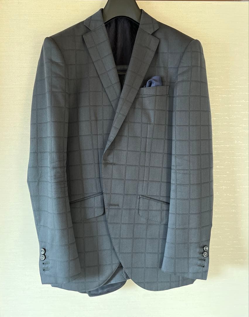 夏物処分 大特価⭐︎英国製スキャバル　3ピーススーツ　グレーチェック