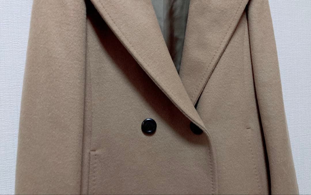 美品　23区　羊毛✖️アンゴラ　ビーバーフーデットコート　キャメル40 Lサイズ