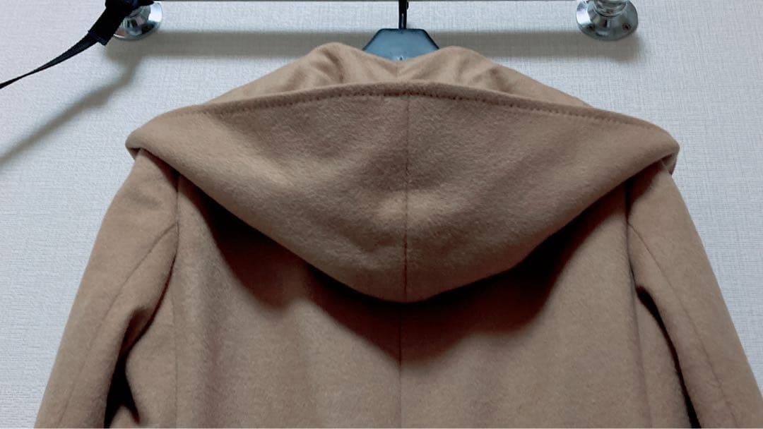 美品　23区　羊毛✖️アンゴラ　ビーバーフーデットコート　キャメル40 Lサイズ