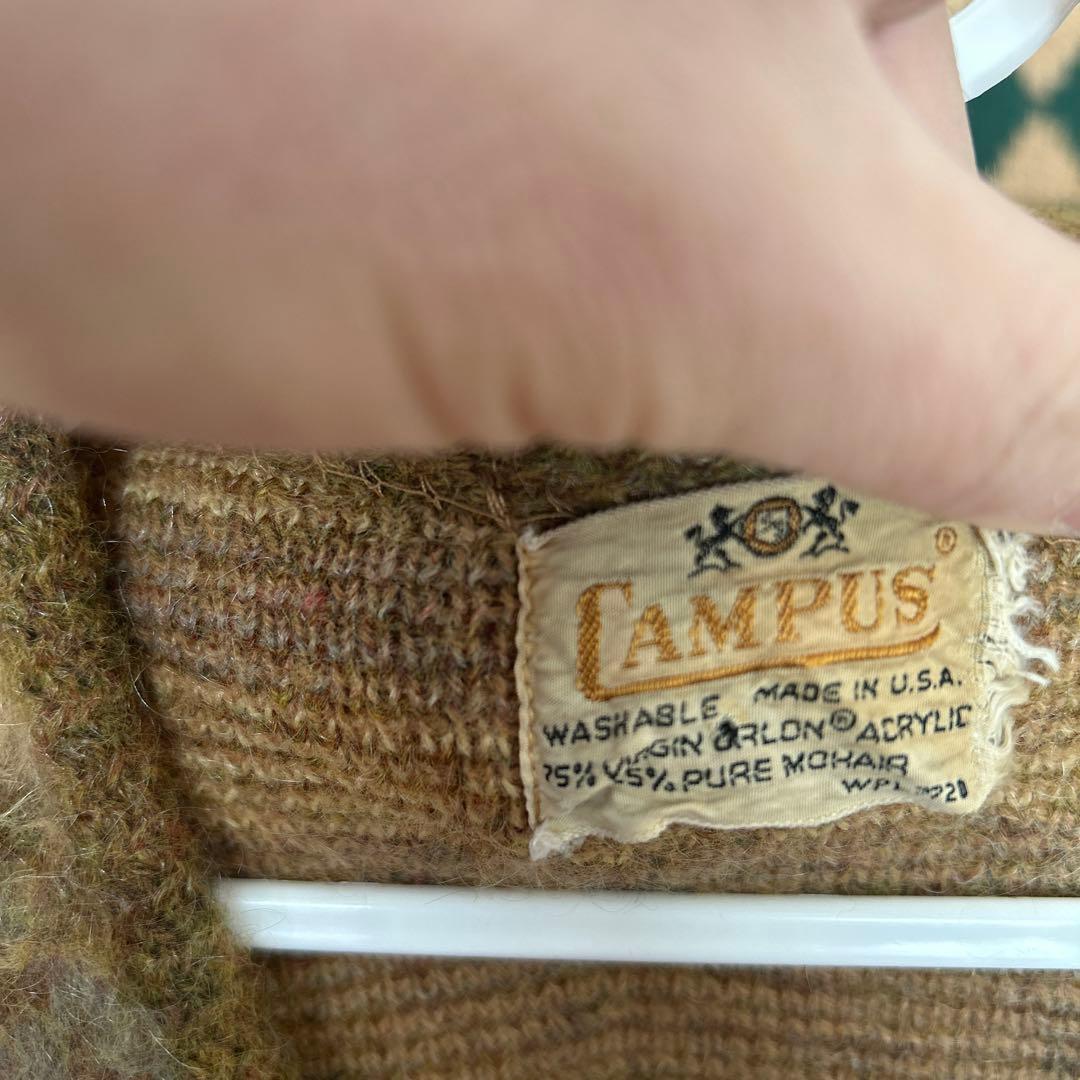 モヘヤ　カーディガン　ヴィンテージ　60s campus カートコバーン