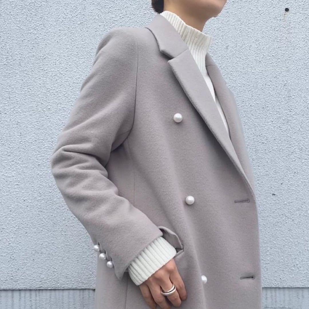 ユナイテッドアローズ　パールモチーフボタン　テーラードコート　チェスターコート