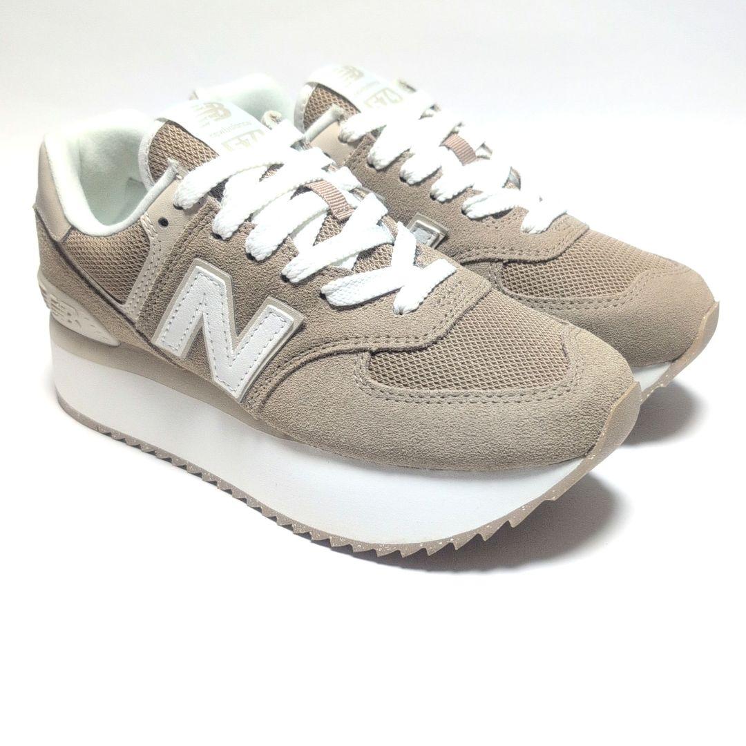 ニューバランス WL574ZSM 24cmレディース厚底スニーカー ブラウン
