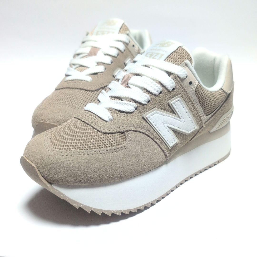 ニューバランス WL574ZSM 24cmレディース厚底スニーカー ブラウン