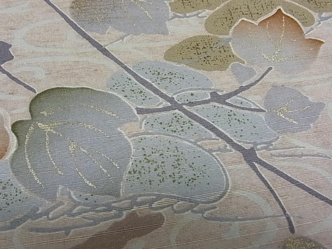 ♦︎きもの結♦︎小糸敬　訪問着　紬地　光琳松に蔦の葉　金彩　正絹♦︎sa129