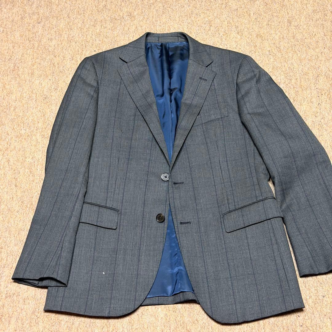 ブラックレーベル 人気Mサイズ相当 38L グレー チェック スーツ 本切羽仕様