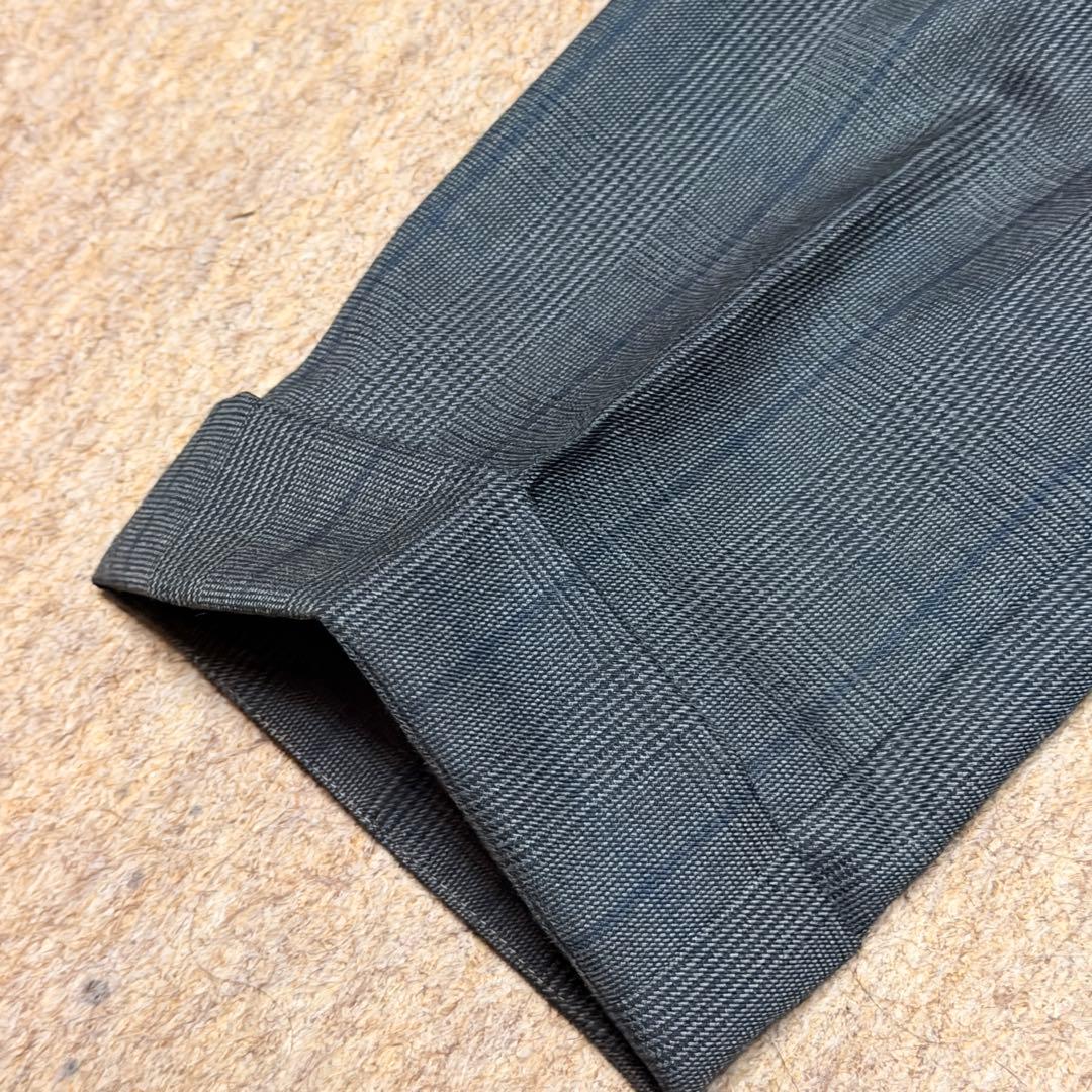 ブラックレーベル 人気Mサイズ相当 38L グレー チェック スーツ 本切羽仕様