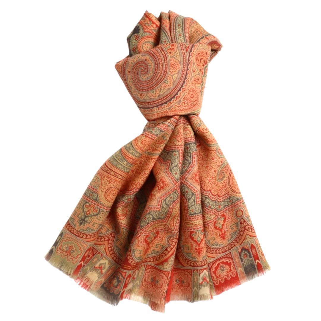 Vintage ETRO エトロ ペイズリー柄 ストール スカーフ ウールシルク
