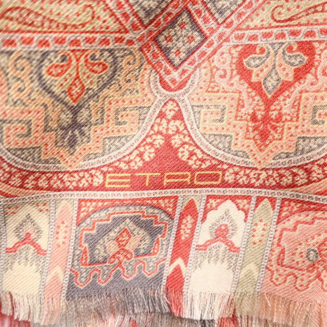 Vintage ETRO エトロ ペイズリー柄 ストール スカーフ ウールシルク