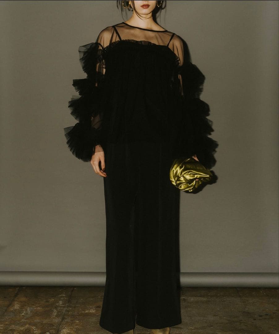 オケージョンドレス: オールインワン×デコラティブチュールトップス