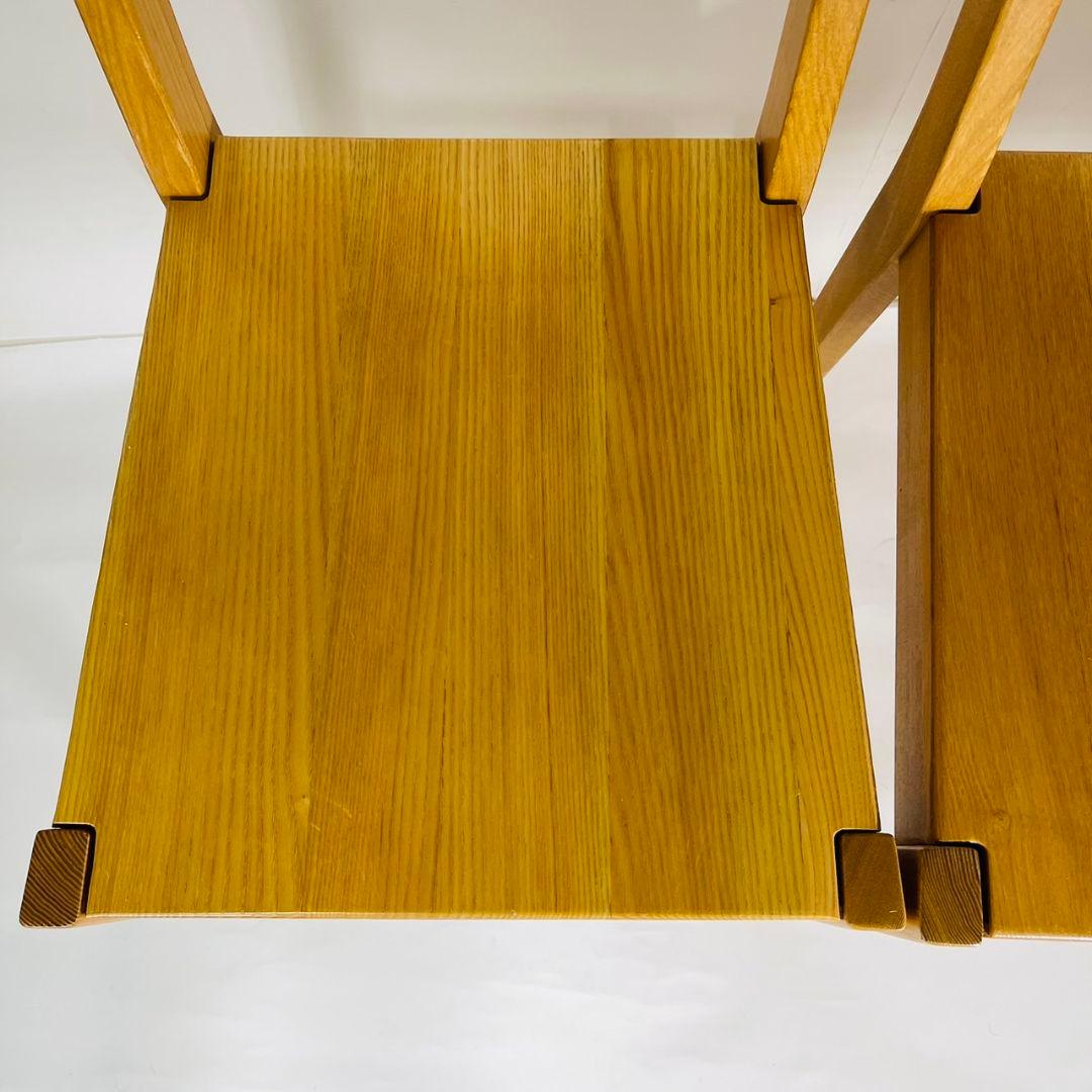 無印良品 ダイニングチェア 2脚セット 椅子 天然木 タモ材 廃番品　①