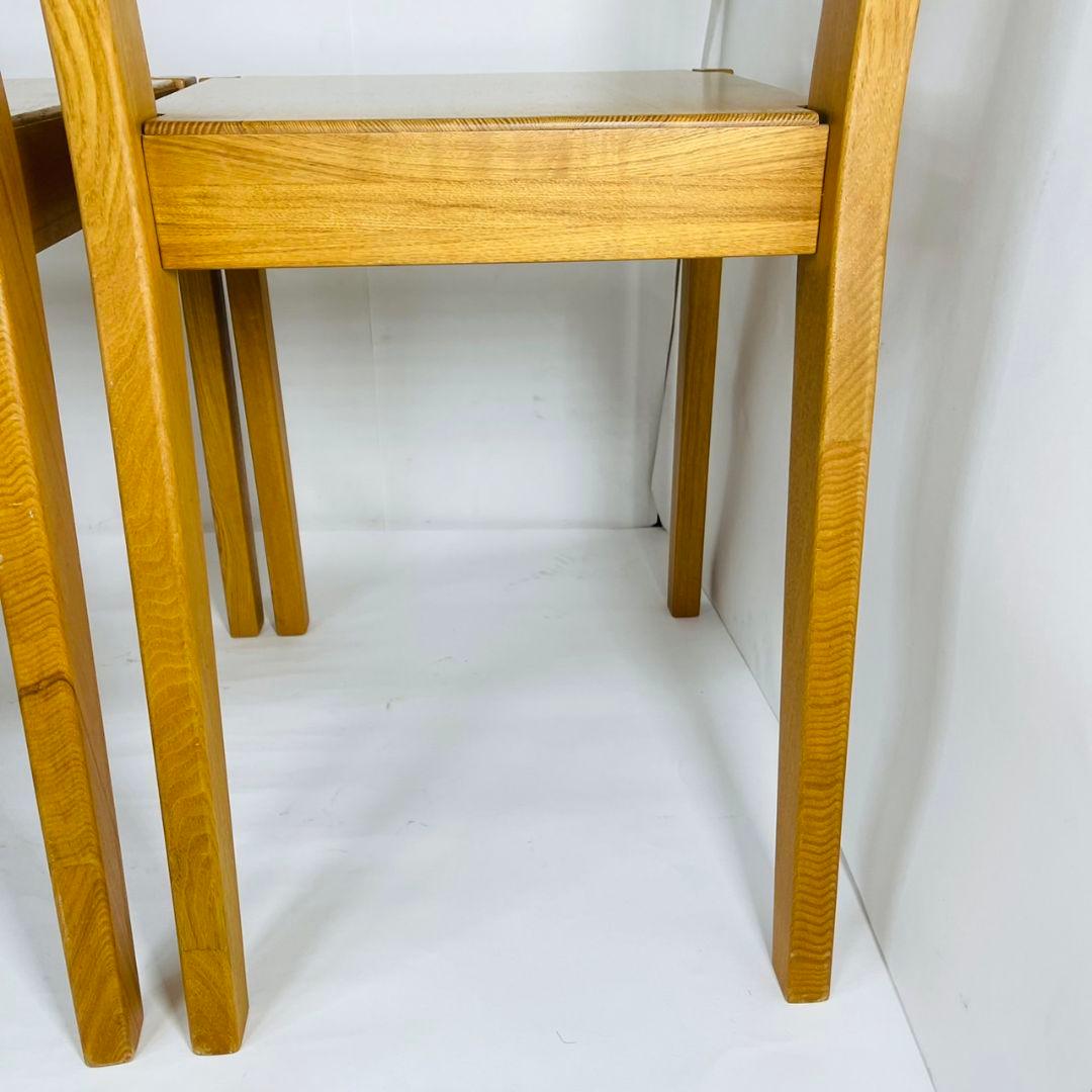 無印良品 ダイニングチェア 2脚セット 椅子 天然木 タモ材 廃番品　①