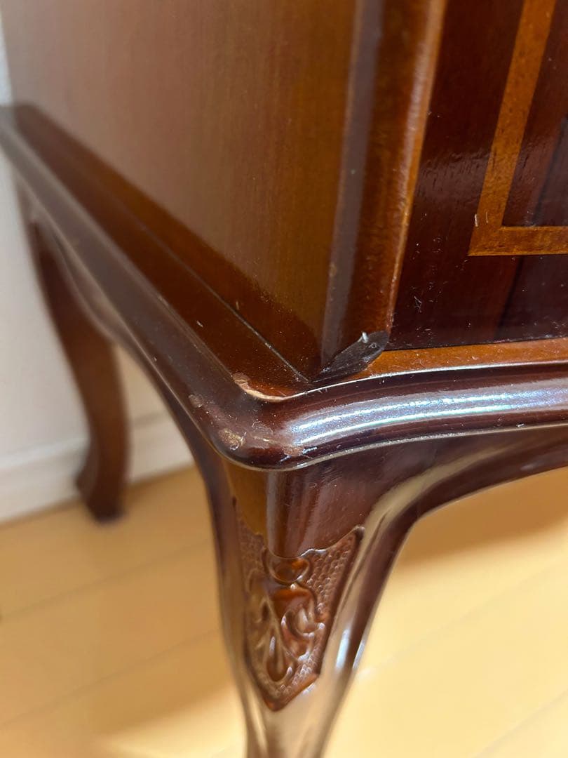 イタリア家具 チェスト アンティーク 6段 112cm 象嵌 イタリア製 猫脚