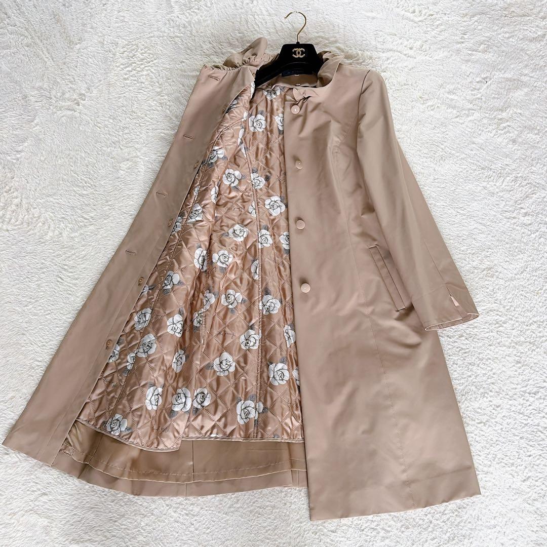 美品✨【エムズグレイシー】中綿ライナー スプリングコート 花柄 ベージュ 40