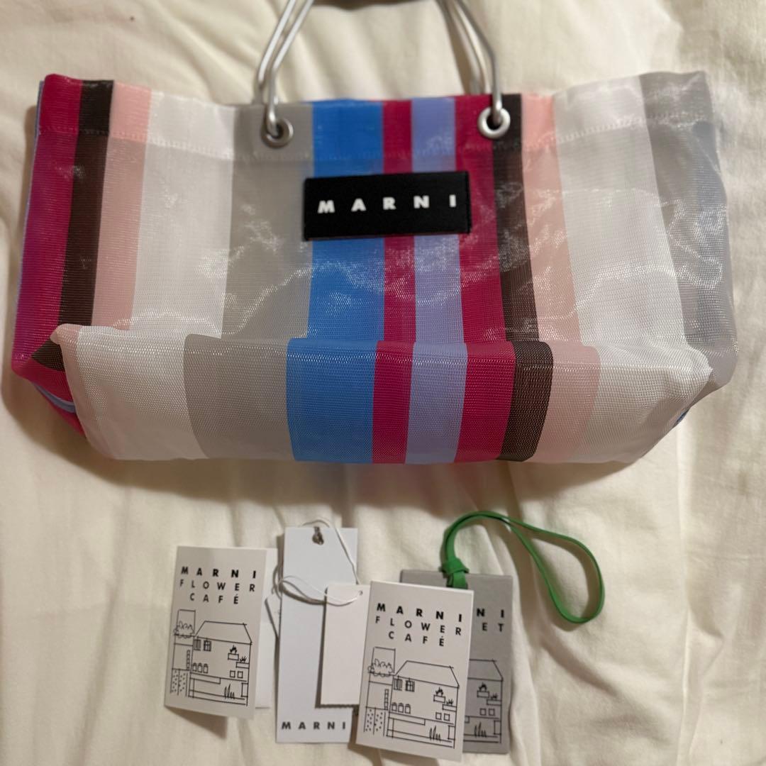MARNIリリーホワイトMARNI MARKET STRIPE MINI BAG
