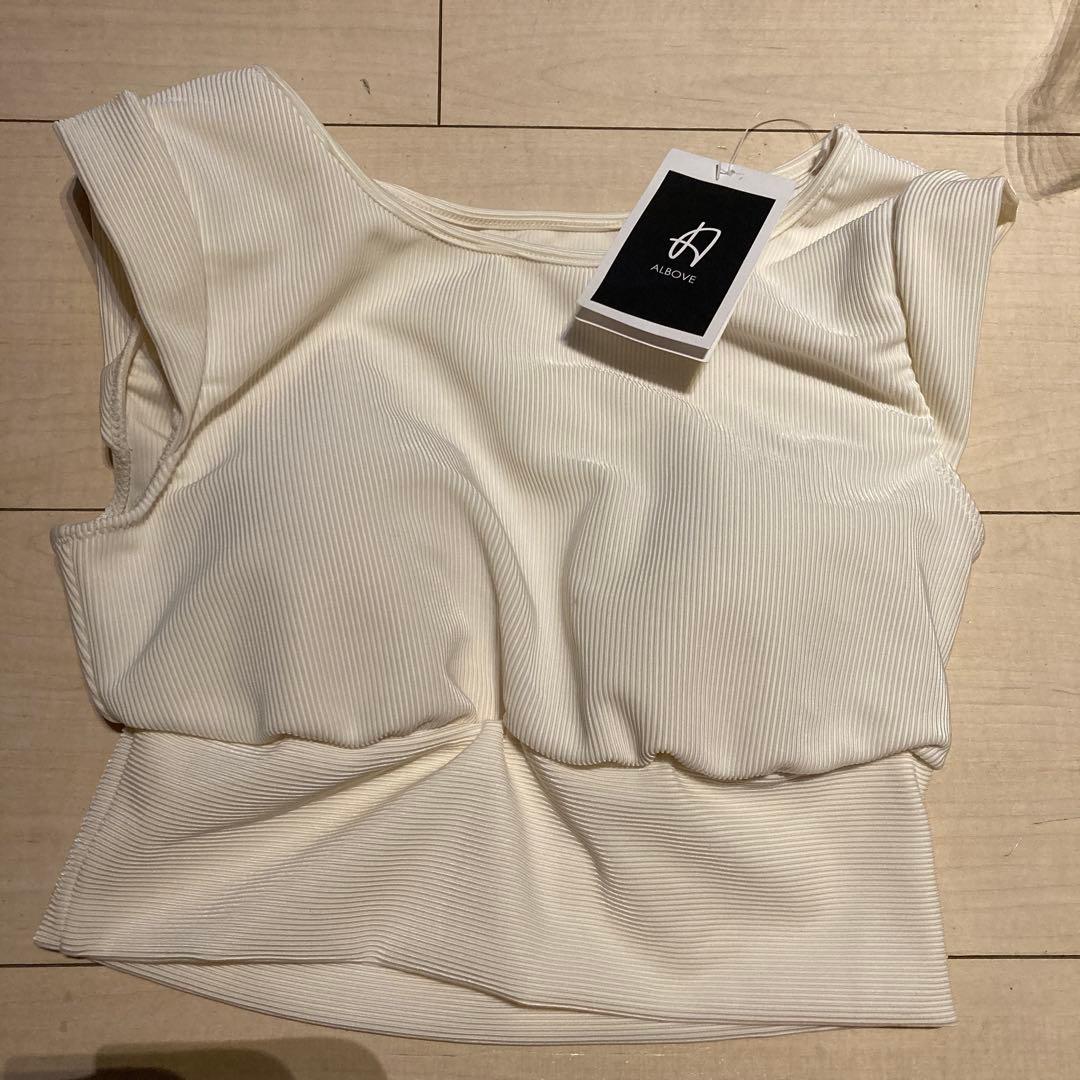 新品　ALBOVE リブ素材プチスリーブブラトップス 223075