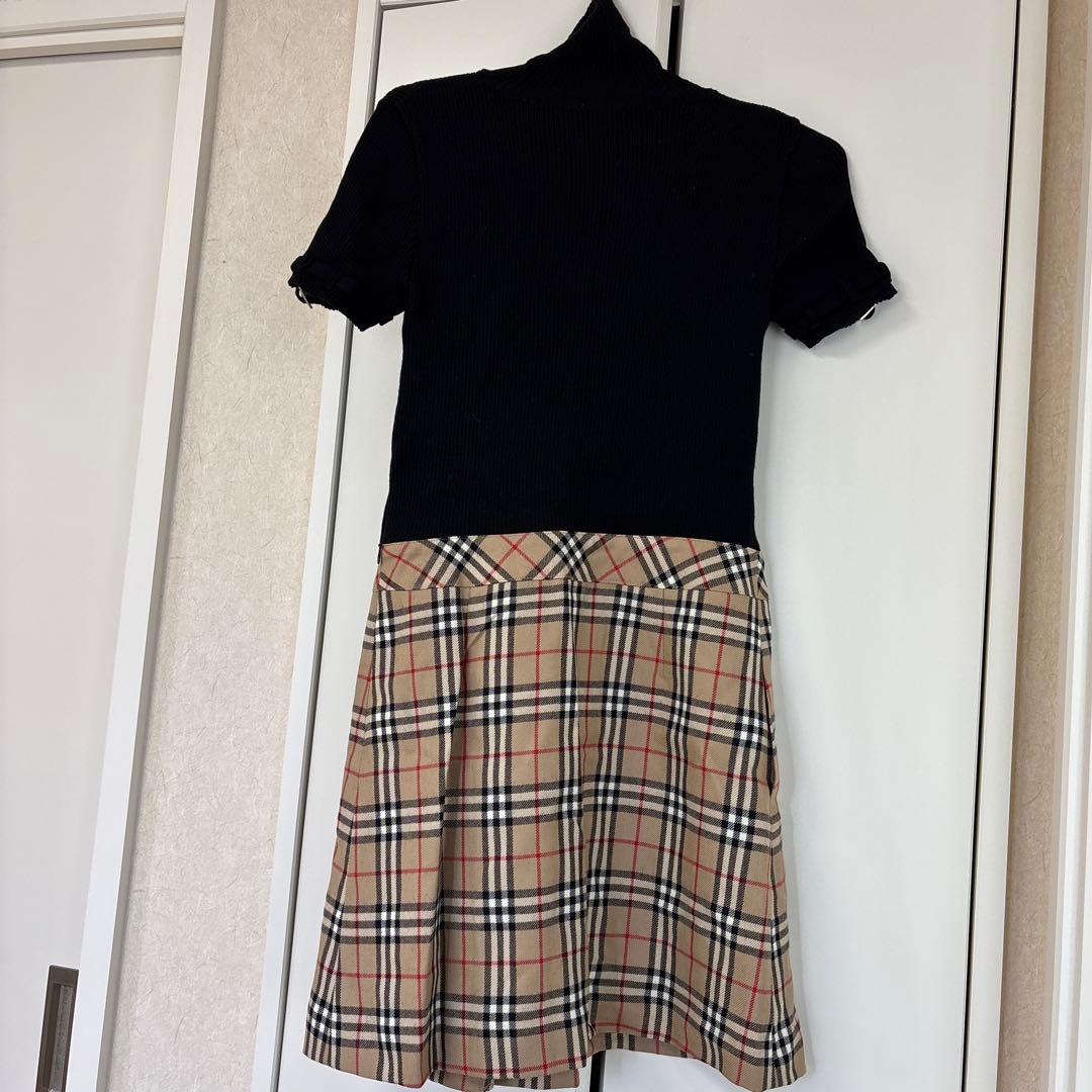 バーバリー　タートルネック 半袖 ワンピース チェック柄