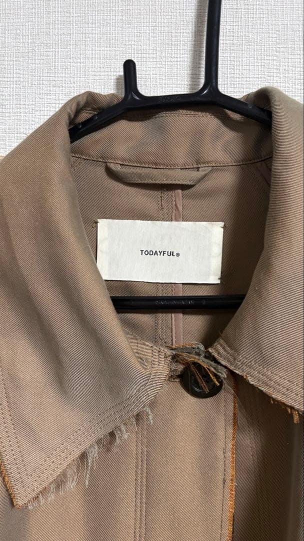 【新品タグ付き】 Todayful サテンツイルコート キャメル 38