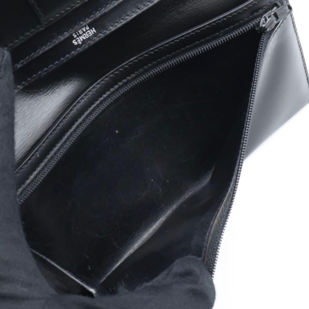 【極美品】HERMES ベアンクラシック　ボックスカーフ　長財布　黒