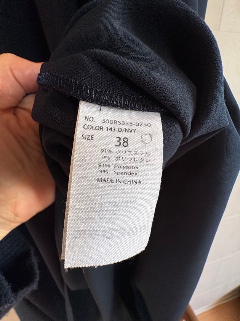 クリーニング済　ENFOLD ハイネック　ワンピース　ネイビー　38