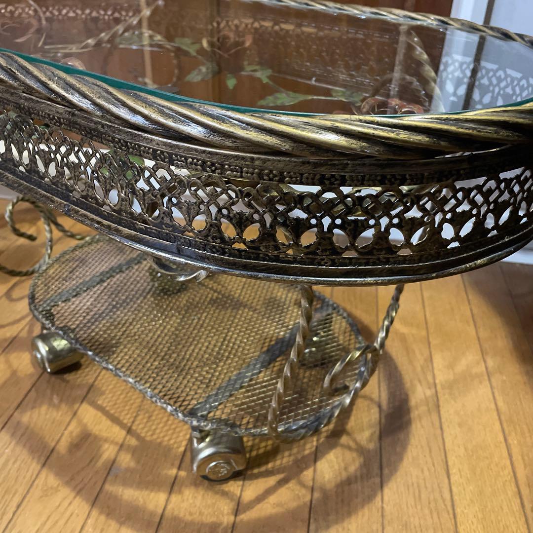 RENAISSANCE サイドテーブル ゴールド 薔薇 棚付き コーヒーテーブル