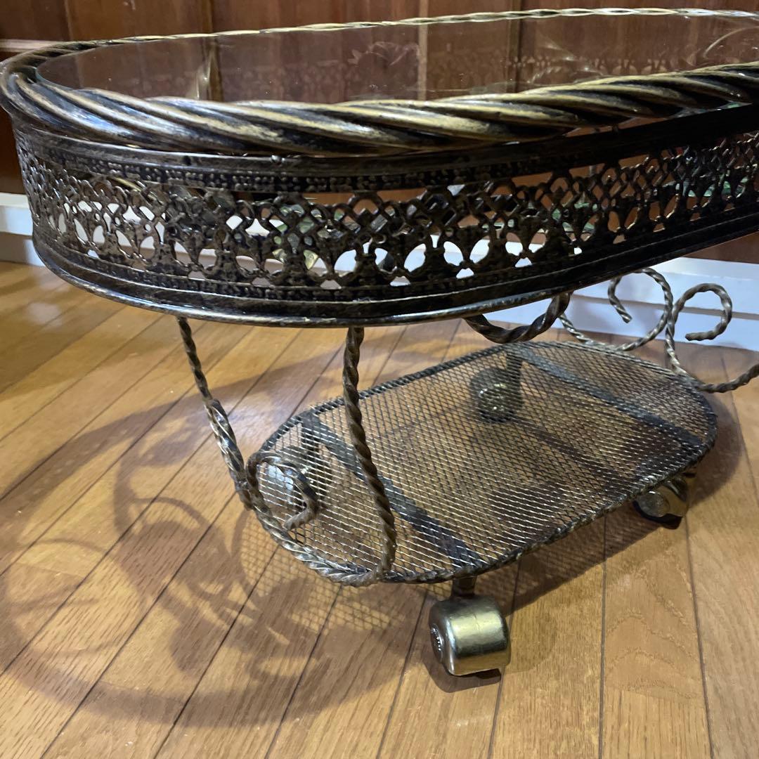 RENAISSANCE サイドテーブル ゴールド 薔薇 棚付き コーヒーテーブル