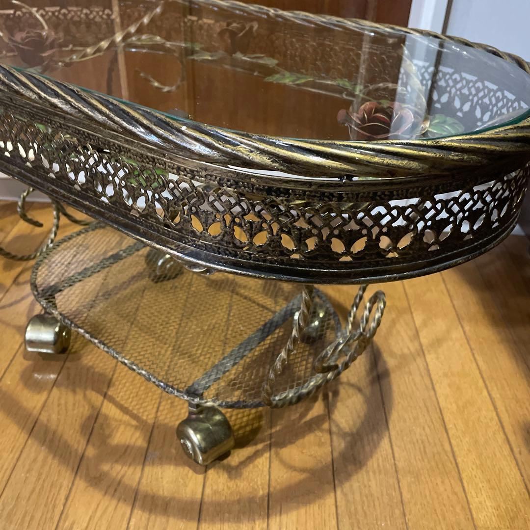 RENAISSANCE サイドテーブル ゴールド 薔薇 棚付き コーヒーテーブル