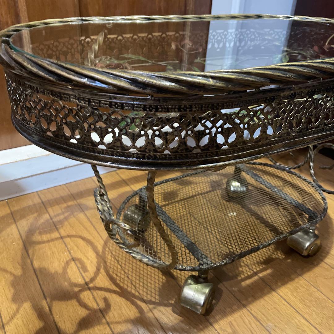 RENAISSANCE サイドテーブル ゴールド 薔薇 棚付き コーヒーテーブル