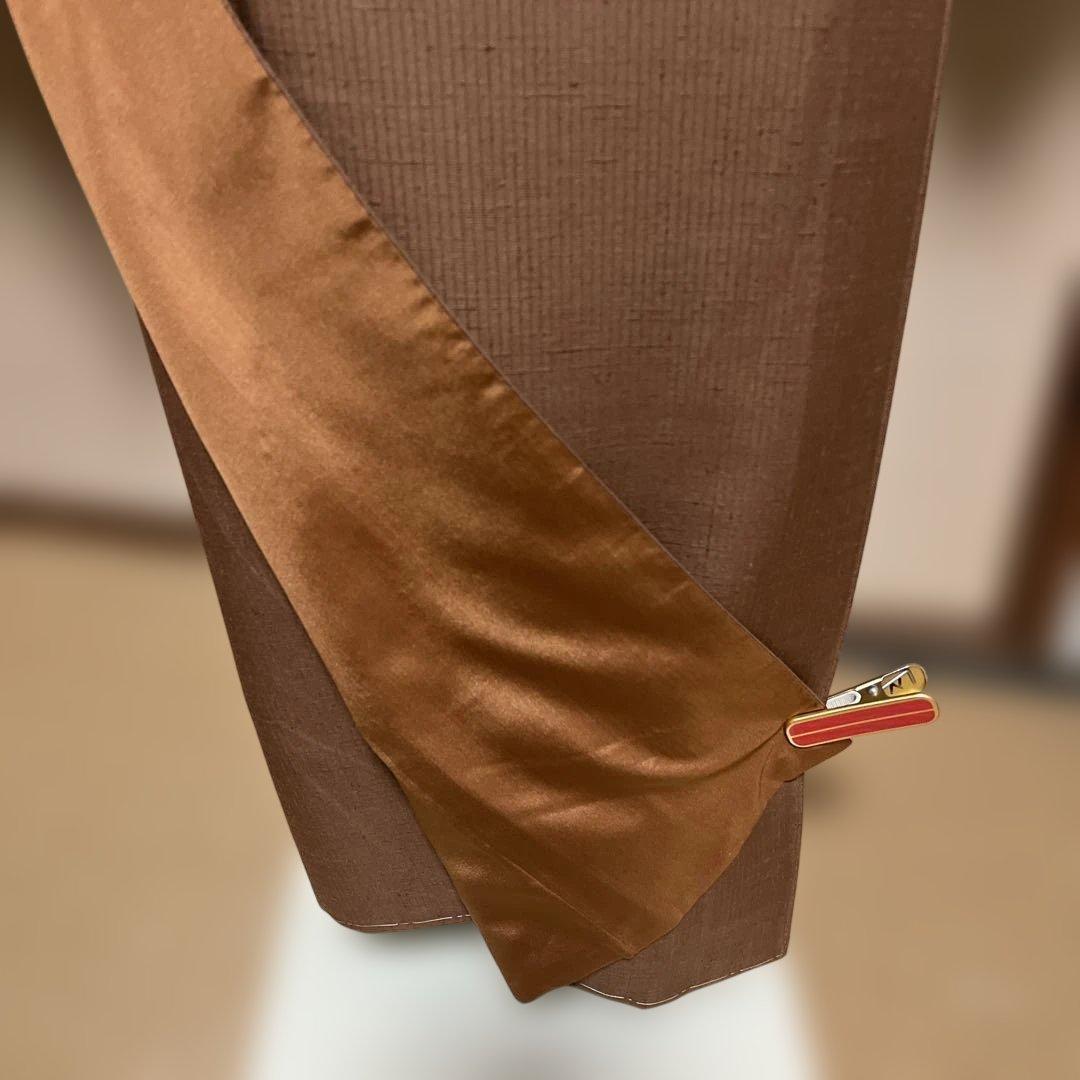 紬　柿渋染め　身丈163.5裄68