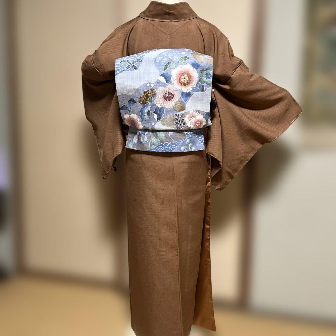 紬　柿渋染め　身丈163.5裄68