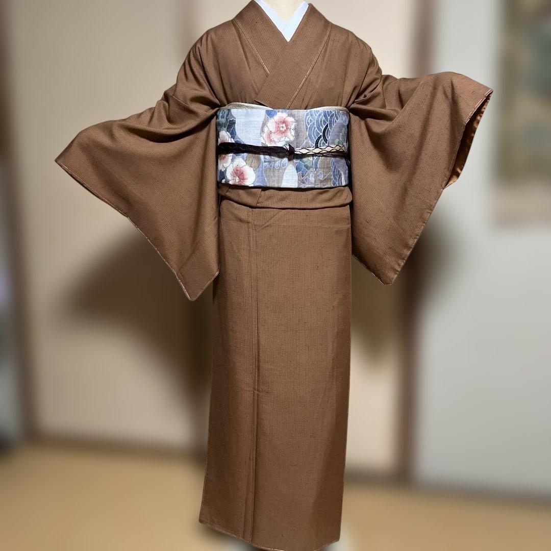 紬　柿渋染め　身丈163.5裄68