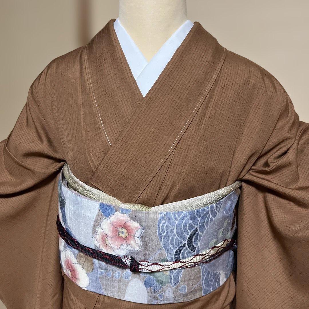 紬　柿渋染め　身丈163.5裄68