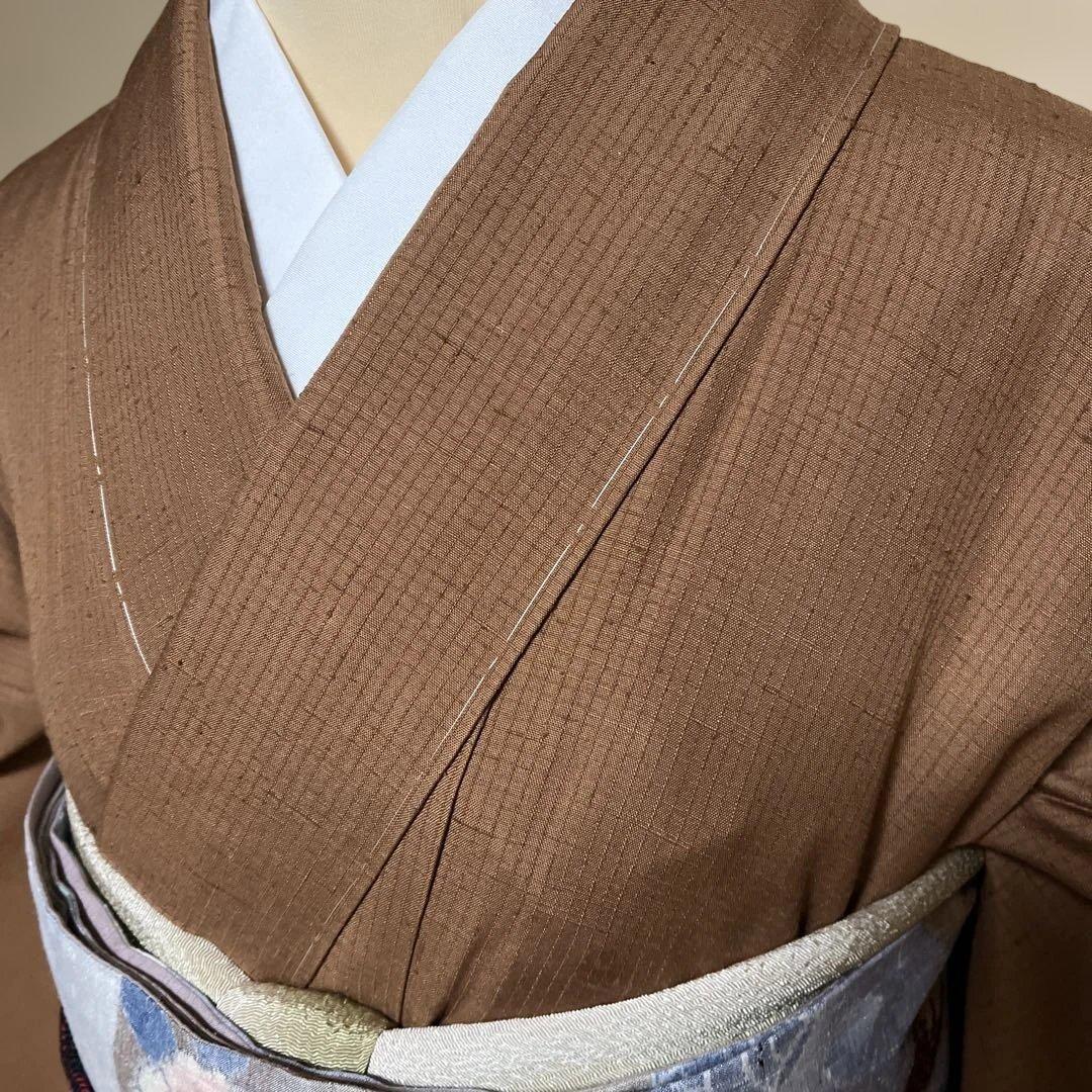 紬　柿渋染め　身丈163.5裄68